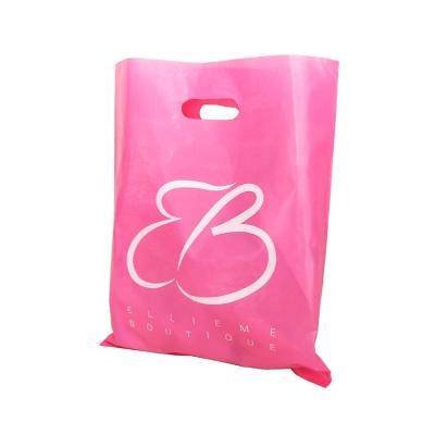 China Sturdy Customize Standard Size High Quality Heavy Duty Pink Plastic Shopping Bag With Handle for sale