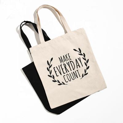 China Recyclable High Quality Custom Printed Logo Recycled Women Cotton Canvas Shopping Tote Bag With Handles for sale