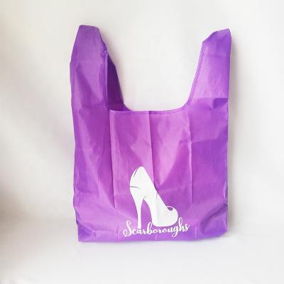 China Eco-Friendly Logo Grocery Shopping Bag Folding Custom 100% Polyester Foldable Reusable Totes for sale