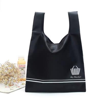 China Wholesale 500 Pcs Folding / Nylon Reusable Foldable Grocery Foldable Waterproof Tote Supermarket Shopping Bags Custom Printed Logo Polyester Lot for sale