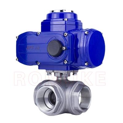 China Q914F-16P General Thread Stainless Steel CF8 CF3 CF8M CF3M Three Way Internal Electric Ball Valve for sale