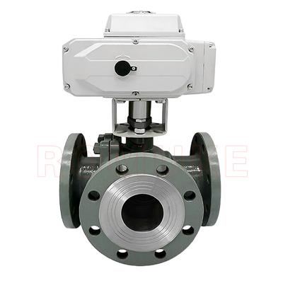 China Q944F Carbon Steel General Electrical WCB Combined Three Way Flanged Ball Valve for sale