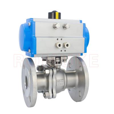 China Q641F GB Standard Overall Standard Stainless Steel CF8 CF3 CF8M CF3M 2 Floating Type Pneumatic Flanged Ball Valve for sale