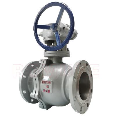 China Q341F GB Carbon Steel General Standard Way WCB 2 Floating Type Worm Gear Driven Flanged Ball Valve for sale