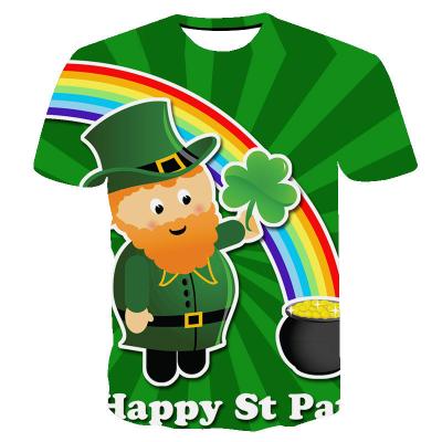 China Anti-wrinkle St Patrick's Day Series Short Sleeve 3D Pullover Printed Loose Teenage Saint Patricks Day Bottom T-shirt for sale