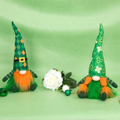 China 2022 New Disposable St. Patrick's Day Eco-Friendly Rudolph Plush Doll Green Hat Festival Decoration Faceless Doll Window Display for sale