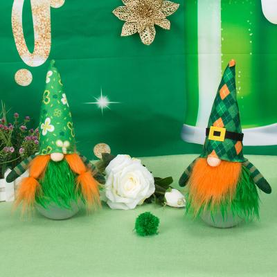 China 2022 Home Festival Decoration St Patrick's Day New St Patrick's Day Decoration Plush Doll Rocker Faceless Rudolph Green Hat Sub Festival Venue Layout for sale