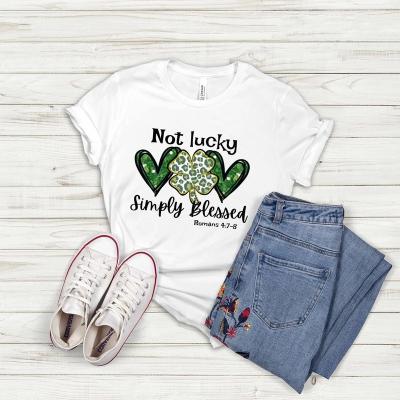 China Anti-wrinkle 2022 European and American New St. Patrick's Day Lucky Love Printing Round Neck T-shirt for sale