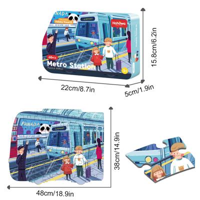 China 100% Eco-friendly Factory Subway Station Direct Art Story Puzzles Toys Shoulder Babies Bag Puzzles Colorful And Comfortable for sale