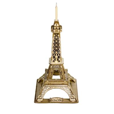 China Eco-Friendly Laser Cutting Eiffel Tower World Famous 3D Jigsaw Puzzle Construction Wooden Toys For Kids Cartoon for sale