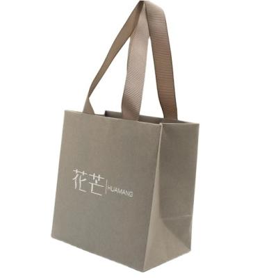 China Handmade gray special paper bag with hotstamping logo money for sale