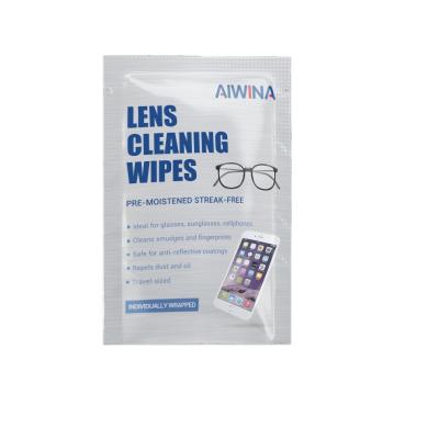 China AIWINA Clean Cloth Pack Optical Glass Cleaner Glass Cloths Simple Disposable Biodegradable Wet Screen Camera Natural Eco-Friendly for sale