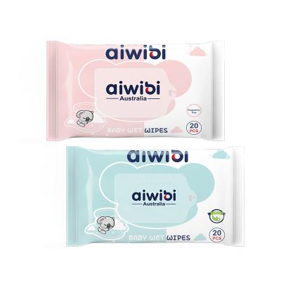 China Cheap Eco-friendly Hand Face AIWINA 20 Pcs Hand Cleaning Mouth 100% Bamboo Fiber Natural Baby Biodegradable Paraben Free Newborn Water Wet Cloths for sale