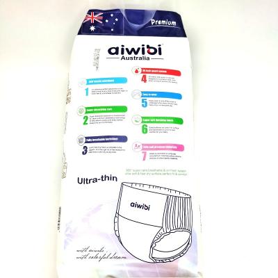 China AIWIBI Famous Brand Printed Mama Love Ultrathin Soft Breathable Soft Clothlike Baby Diapers Disposable Pants for sale