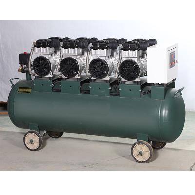 China Low Noise 1.5KW/2HP Oil Free Piston Air Compressor 180L Oil Free Tank Heads Three Phase AC Motor for sale