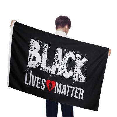 China Cheap Custom Hanging Flying Flag Polyester Sublimation Printing 3x5 Black Large Lives Import Flags With Logo for sale