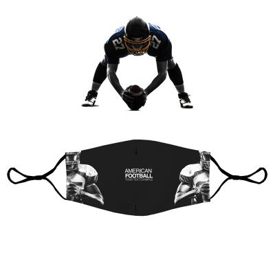 China American Football Rugby Facemask Eco-friendly Custom Cotton Polyester Black Design Printed Reusable Face Mask for sale