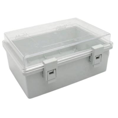 China ABS 220*150*105mm Clear Cover Exterior Hinge Junction Box IP66 Waterproof Outdoor Electrical Junction Box 4 Screws for sale