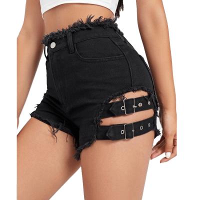 China American Apparel Ladies Breathable Butt Hole Plain Sexy Denim Shorts Crack! slot ! with the zipper for sale