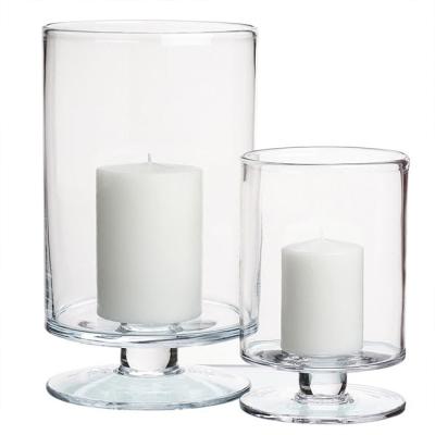 China 2020 Nordic simple crystal glass hollow cylinder cylinder table decor wedding new product candlestick glass candle holders for sale