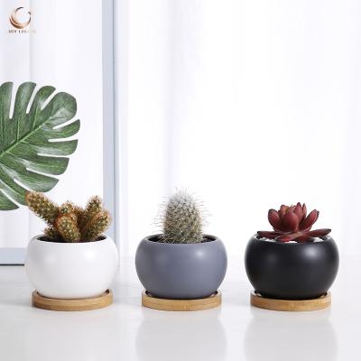 China Wholesale White Small Round Succulent Plant Pot White Eco-Freindly Indoor Garden Ceramic Pots For Plants for sale