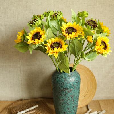 China Wholesale Sunflower Bouquet Decoration Artificial Flowers Big Silk Flower For Home/Wedding Decorations for sale