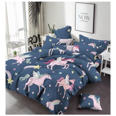 China New Design Breathable Popular Unicorn Pattern Cartoon Printed Cloth 100% Polyester Fabric For Bed Set for sale