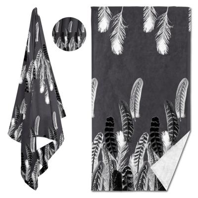 China Feather Design Breathable Fabric Polyester Black And White Dye Printed Home Textile Fabric for sale