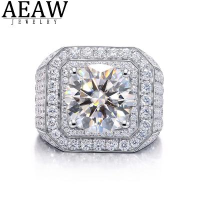 China 10K White Gold CLASSIC DF Color 5.0ct Luxury Carat 11.0mm Series Cut Moissanite Engagement Man Ring VVS1 Ring for sale