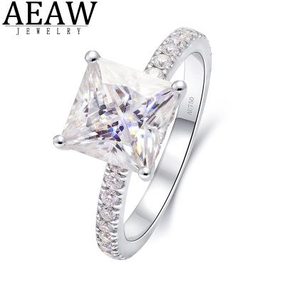 China CLASSIC Princess Cut Engagement Wedding Ring AEAW 2.0CT 2.2ctw 14K White Gold Moissanite For Women Gift New for sale