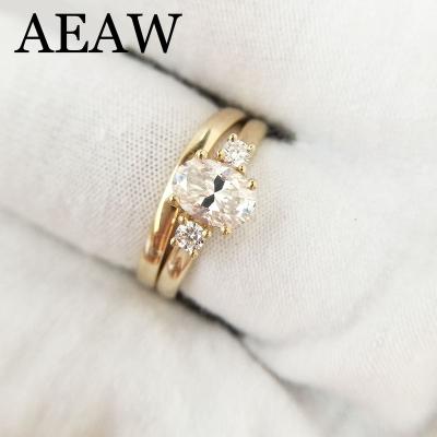 China CLASSIC 8x6mm Engagement Ring 1.5ct Carat 1.5ct Carat Oval Moissanite Halo AEAW 14K Yellow Gold Brilliant Cut For Women for sale