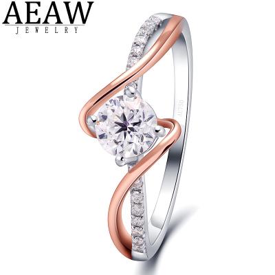 China AEAW 0.3carat White Rose Gold CLASSIC Natural Two Tone Real Diamond Engagement Ring 10K Gold For Women for sale