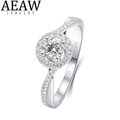 China DEF HPHT Diamond Ring Engagement Gift CLASSIC Color 0.4ct Round Cut for Women 14k White Gold Real CVD HPHT Diamond Ring for sale