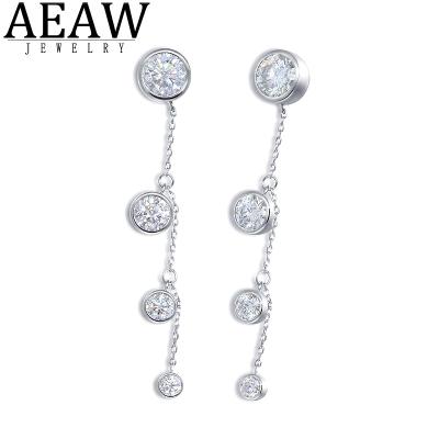 China AEAW DF CLASSIC Color VVS1 Around Excellent Cut 3.0Ctw Moissanite Real 14k White Gold Finding Earring Stud Drop Earring For Women for sale