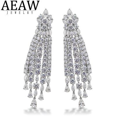 China CLASSIC AEAW 18K White Gold Moissanite Tassel Dangle Earrings For Party Handmade Bride Women Gift Fine Jewelry Engagement New for sale