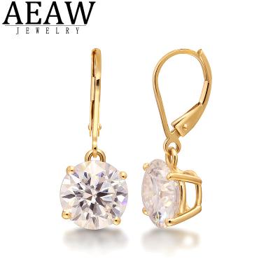 China CLASSIC 1ct 2ct 3ct 4CT AEAW 10k Yellow Gold Gemstone Drop Earrings Around Moissanite For Women Solitaire Party Fine Jewelry for sale