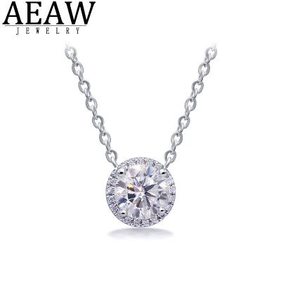 China Real 10K White Gold Solid CLASSIC Emerald Cut Moissanite with Round Cut HPHT Diamond Pendant for sale