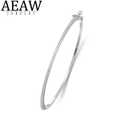 China AEAW CLASSIC Moissanite For Women 14K White Gold Charm Bangle Bracelet For Romantic Wedding Engagement Party Gifts 17cm for sale