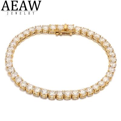 China AEAW CLASSIC 10K Yellow Gold 18CTW 18CM Length 5mm F Near Colorless Moissanite Tennis Bracelet For Women Wedding Engagement for sale