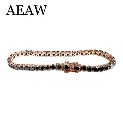 China CLASSIC Fashion Style Solid Black Positive 14K 585 Rose Gold 18CTW 5mm Moissanite Diamond Bracelet For Women AEAW Test for sale