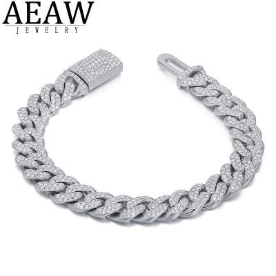 China AEAW Moissanite Restriction Miami Luxury CLASSIC Cuban Link Chain Bracelet For Men's Hitter S925 Sterling Silver Jewelry for sale