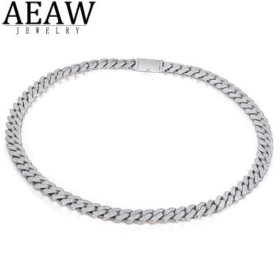 China Moissanite-Hip-Hop-Jewelry 925 Silver Moissanite D CLASSIC 10Mm Moissanite Color Cuban Chain Necklace For Men And Women for sale