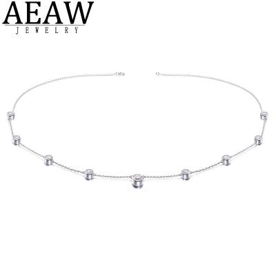 China 5.0ctw 1.0ct 6.5mm 0.5ct 5.0mm CLASSIC Round Brilliant Cut Moissanite Necklace Pendant Chain D Color Gold VVS1 Real 14k White For Lady for sale