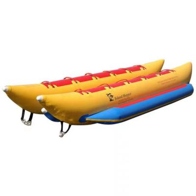 China Sea Inflatable Banana Towable Boat with 2 Tubes, 8 People Ocean Rider Double Tubes Floating Water Bike Pedal Boats for sale