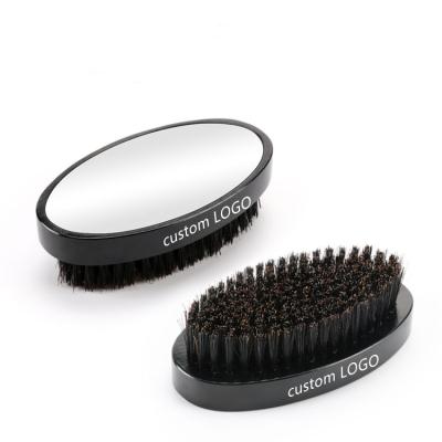 China 100% Custom Hair Brushes 360 Curve Wave Brush Boar Mirror Two Goals Beard Moq Nondisposable Bottom Brush For Men for sale