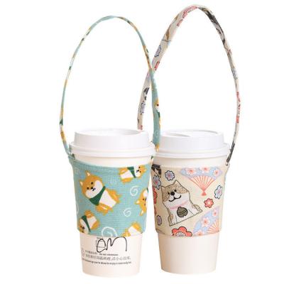 China 100% Eco-friendly Wholesale Custom Printing Canvas Drink Coffee Mug Sleeves With Logo for sale