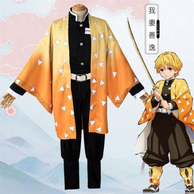 China Hot Sale Demon Slayer Anime Agatsuma Zenitsu Cosplay Kids Cosplay Costume Adult Soft Material Eco-friendly Costume for sale