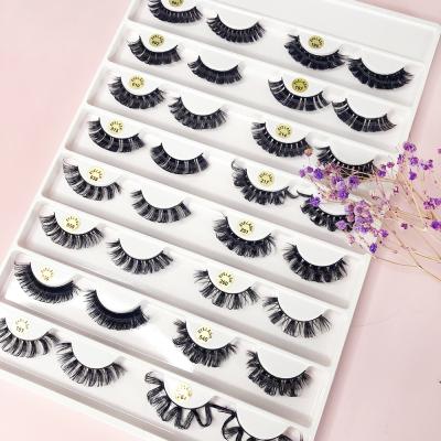 China Russian 3D Strip Long Full Strip Lashes False Mink 10mm C D Loop Natural Strip Lashes Lashes Winged Striplashes for sale