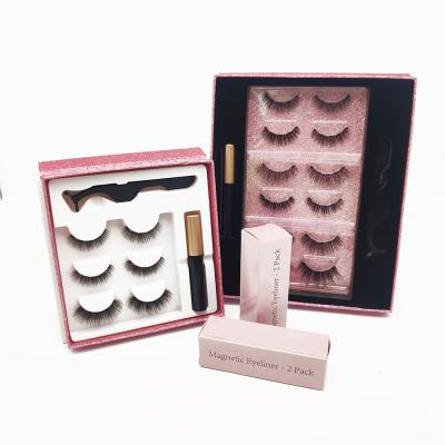 China Long Natural Private Label 5 Magnetic Eyelashes 3d Mink Eyelash Extensions With Magnetic Eyeliner Lashes for sale