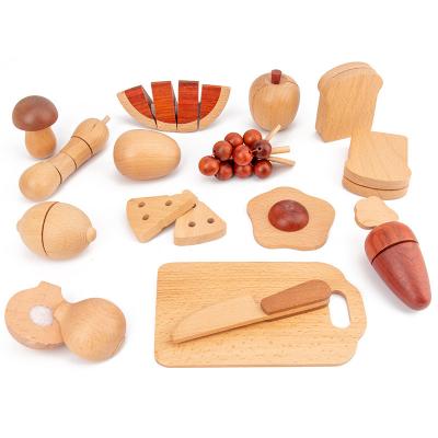 China Preschool Educational Magnetic Wooden Fruit Vegetable Food Slicing Toys Wooden Pretend Play Simulation Kitchen Toys for sale